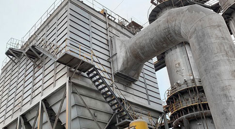 Přemístění sběrače prachu vápenky v místě projektu Tangshan Donghua